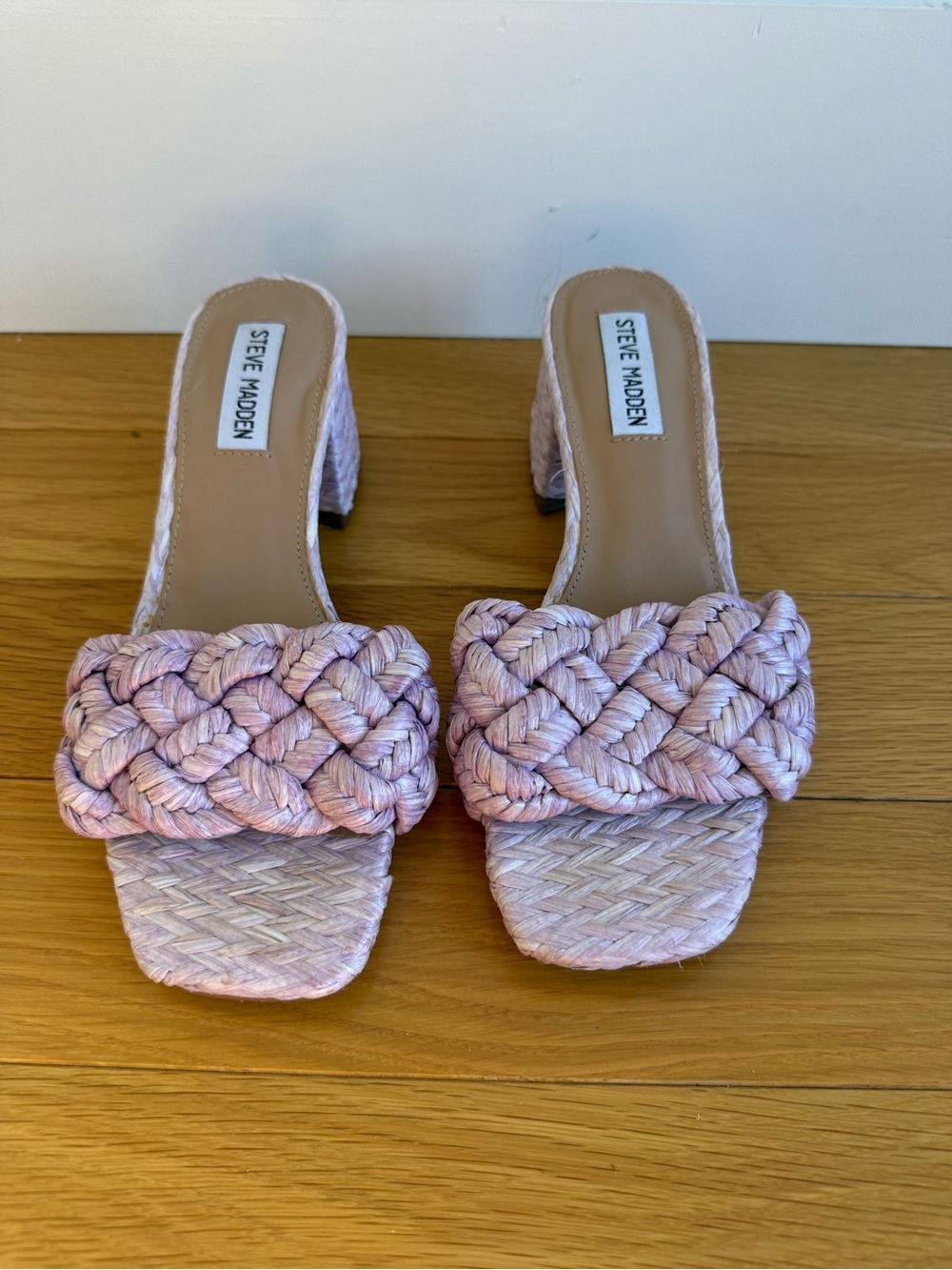 Steve Madden Blush Braided Block Heel Slides